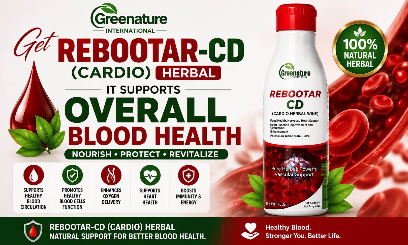 Get REBOOTAR-CD (CARDIO) Herbal , it supports Overall Blood health