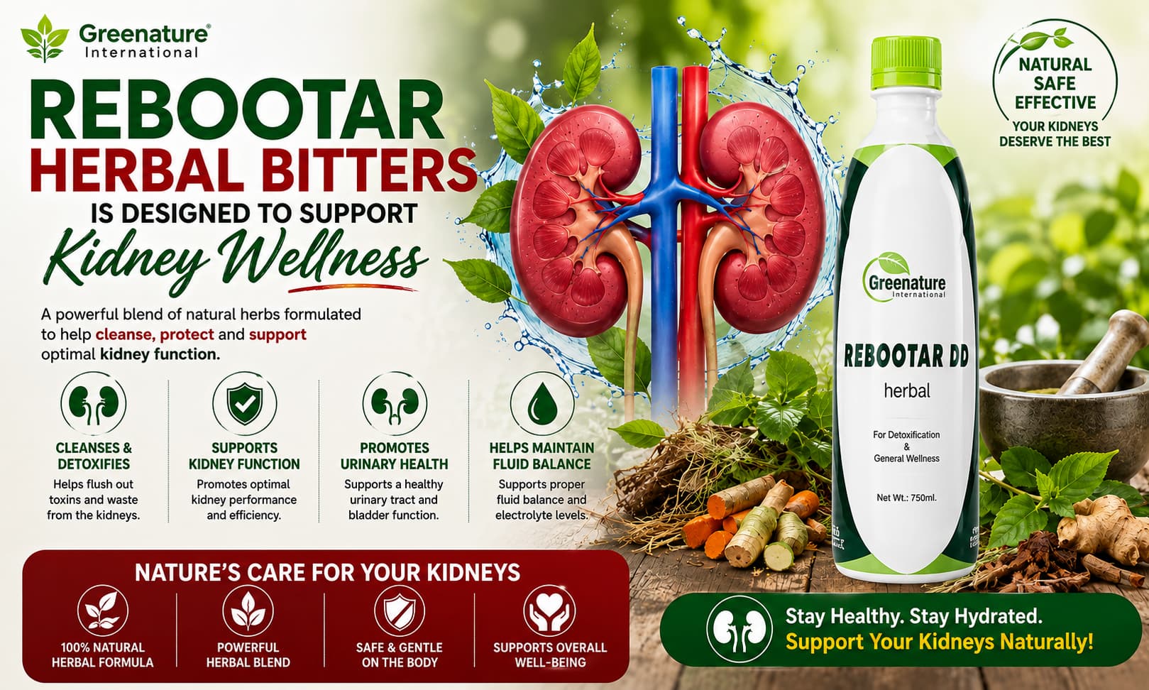 Rebooter Herbal Bitters is designed to support Kidney Wellness