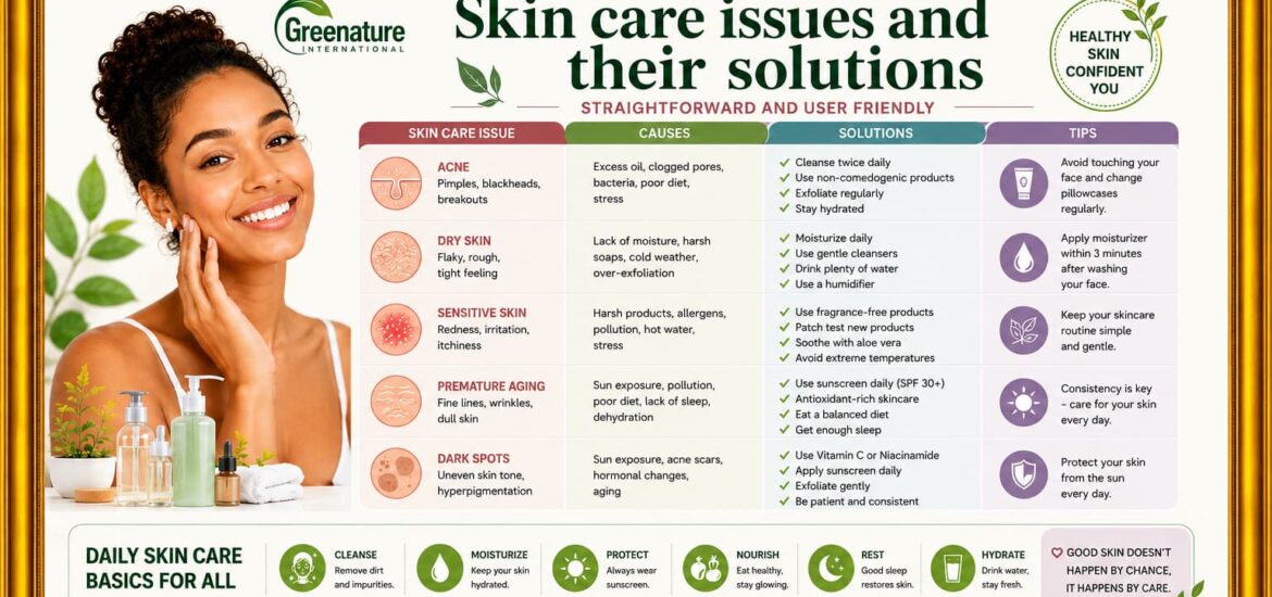 Skin care issues and their solutions , straightforward and user friendly