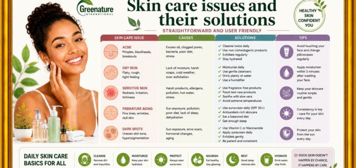 Skin care issues and their solutions , straightforward and user friendly