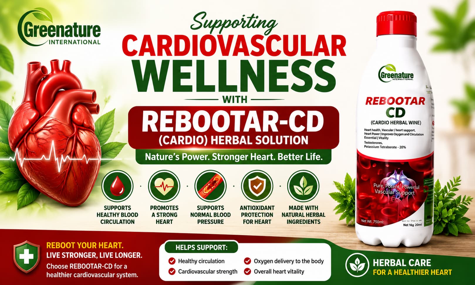 Supporting Cardiovascular Wellness with REBOOTAR-CD (CARDIO) Herbal Solution