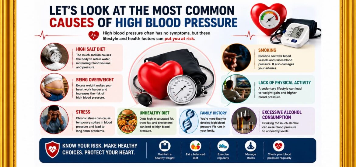 Let's look at the most common causes of high blood pressure.