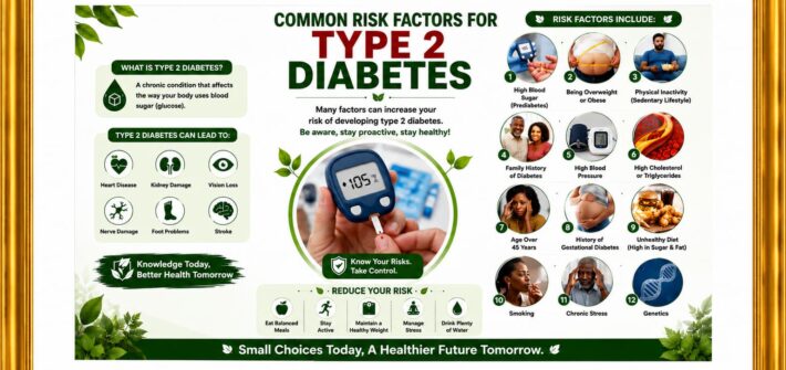 Here are some common risk factors for type 2 diabetes.
