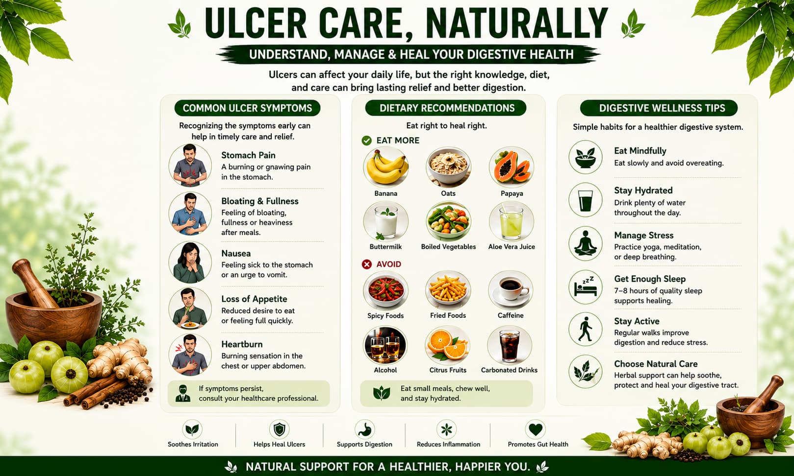 Ulcers can affect your daily life but the right knowlege diet and care can bring lasting relief and better digestion