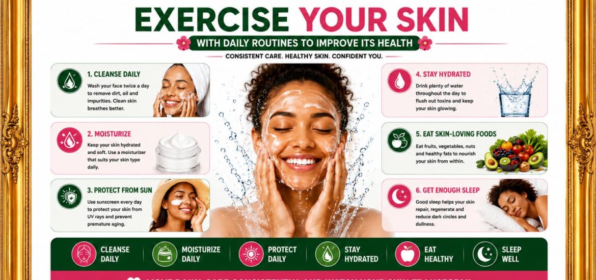 Exercise your skin with daily routines to improve its health.