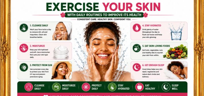 Exercise your skin with daily routines to improve its health.