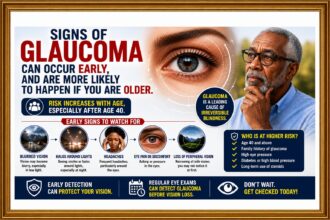 Signs of glaucoma can occur early, and are more likely to happen if you are older.