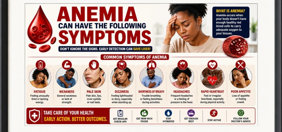 Anemia can have the following symptoms