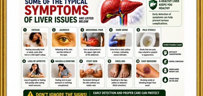 Some of the typical symptoms of liver issues are listed below.