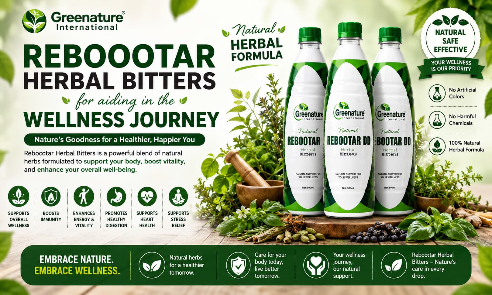 Reboootar Herbal Bitters for aiding in the wellness journey