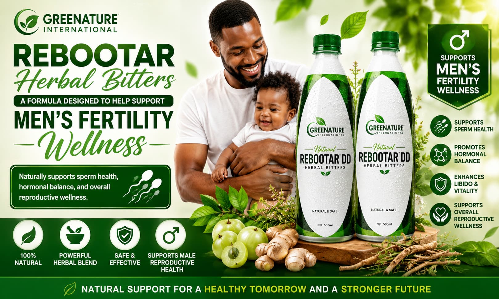 Rebootar Herbal Bitters is a formula designed to help support Men's fertility Wellness